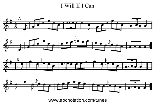 I Will If I Can - staff notation