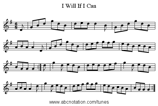 I Will If I Can - staff notation