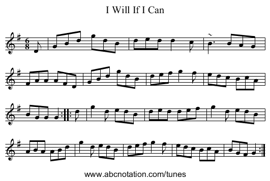 I Will If I Can - staff notation