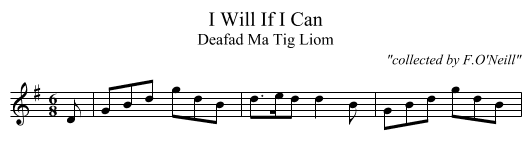 I Will If I Can - staff notation