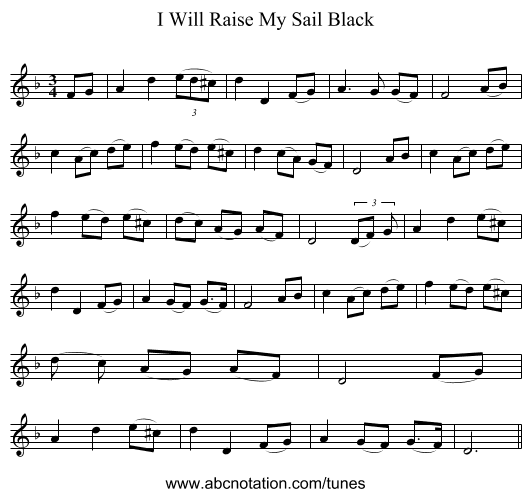 I Will Raise My Sail Black - staff notation