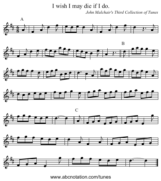 I wish I may die if I do. - staff notation
