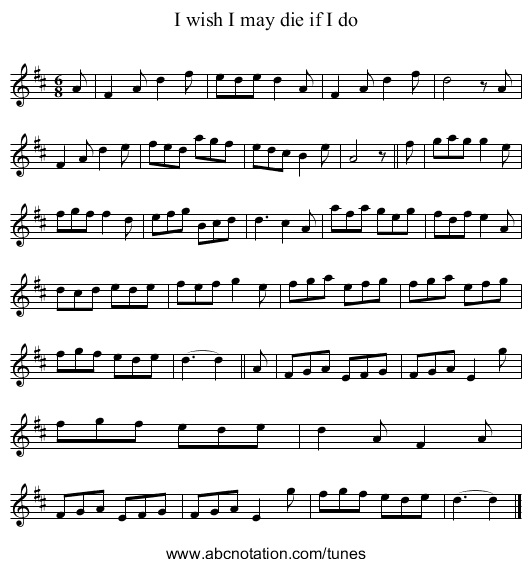 I wish I may die if I do - staff notation