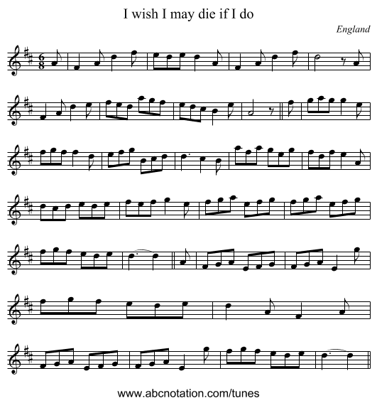 I wish I may die if I do - staff notation