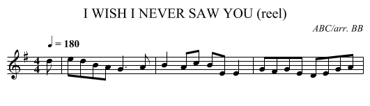 I WISH I NEVER SAW YOU (reel) - staff notation
