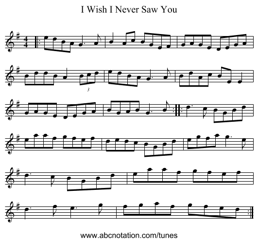I Wish I Never Saw You - staff notation