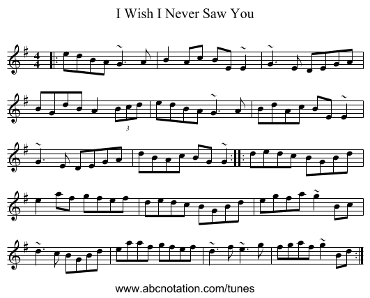 I Wish I Never Saw You - staff notation