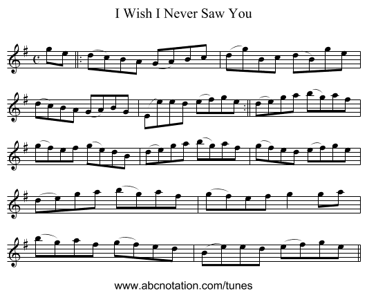 I Wish I Never Saw You - staff notation