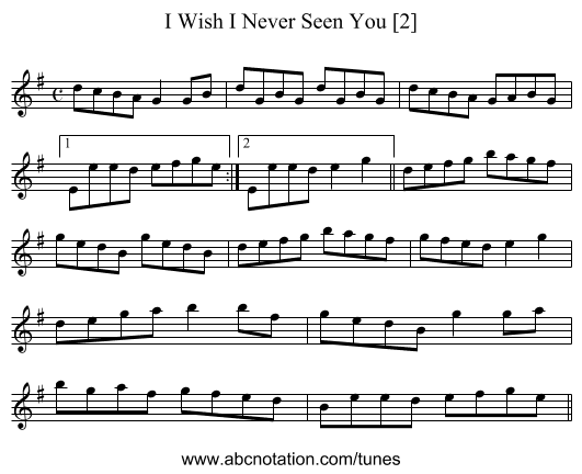 I Wish I Never Seen You [2] - staff notation