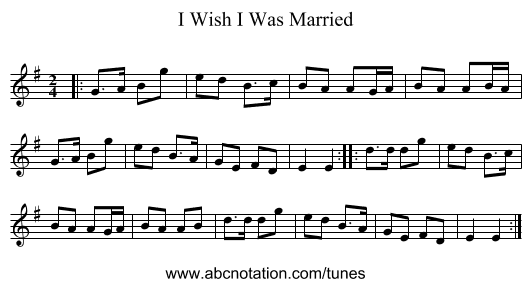 I Wish I Was Married - staff notation