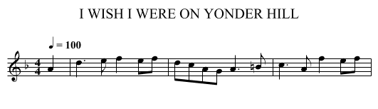 I WISH I WERE ON YONDER HILL - staff notation