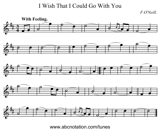I Wish That I Could Go With You - staff notation