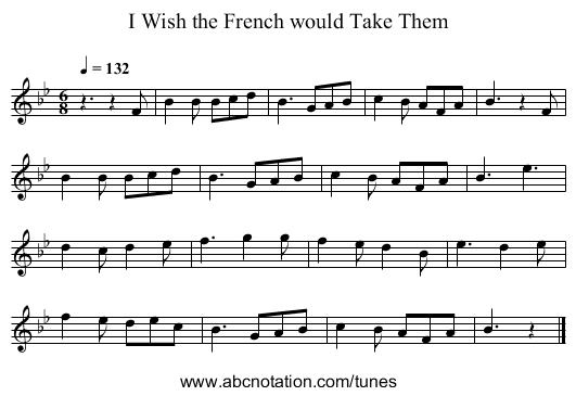 I Wish the French would Take Them - staff notation