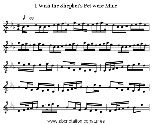 I Wish the Shepher's Pet were Mine - staff notation
