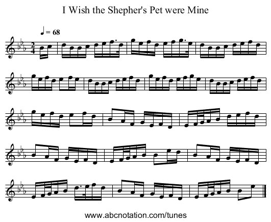 I Wish the Shepher's Pet were Mine - staff notation