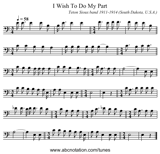 I Wish To Do My Part - staff notation