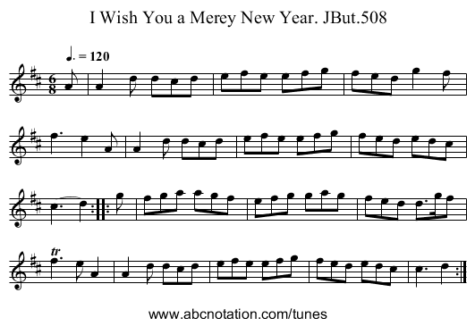 I Wish You a Merey New Year. JBut.508 - staff notation