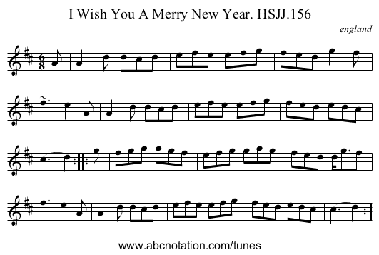 I Wish You A Merry New Year. HSJJ.156 - staff notation
