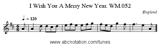 I Wish You A Merry New Year. WM.052 - staff notation