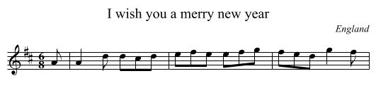 I wish you a merry new year - staff notation