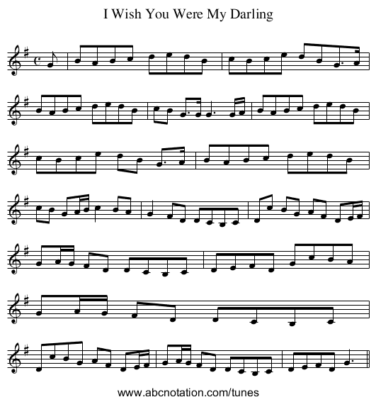 I Wish You Were My Darling - staff notation