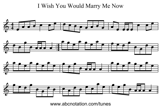 I Wish You Would Marry Me Now - staff notation