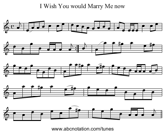 I Wish You would Marry Me now - staff notation