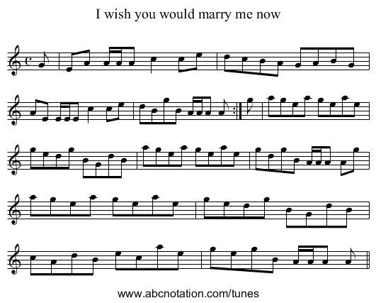 I wish you would marry me now - staff notation