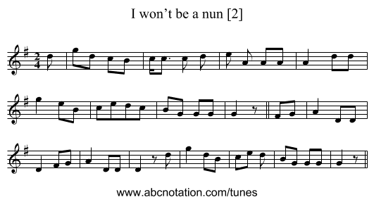 I won’t be a nun [2] - staff notation