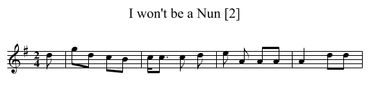 I won't be a Nun [2] - staff notation