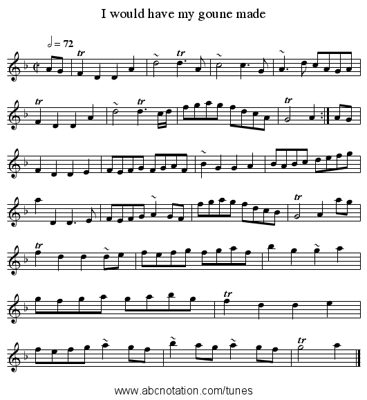 I would have my goune made - staff notation