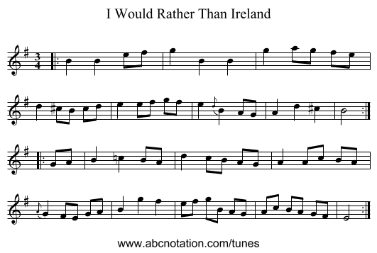 I Would Rather Than Ireland - staff notation