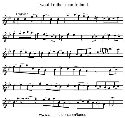I would rather than Ireland - staff notation