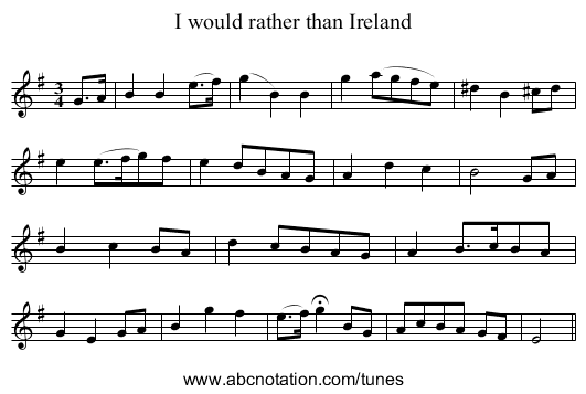 I would rather than Ireland - staff notation