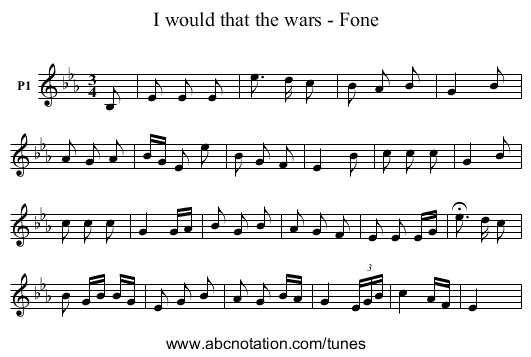 I would that the wars - Fone - staff notation
