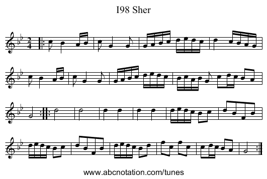 I98 Sher - staff notation
