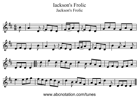 Iackson's Frolic - staff notation