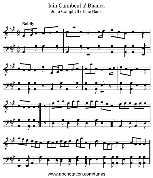Iain Caimbeul a' Bhanca - staff notation