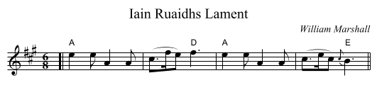 Iain Ruaidhs Lament - staff notation