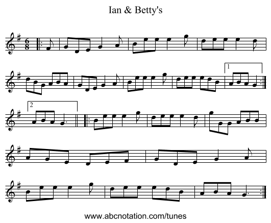 Ian & Betty's - staff notation