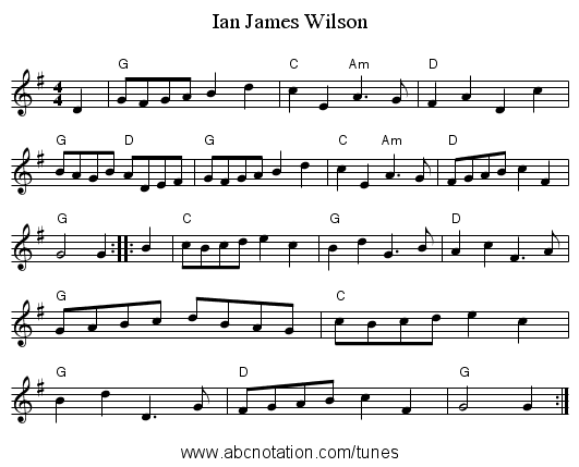 Ian James Wilson - staff notation