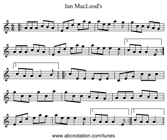 Ian MacLeod's - staff notation