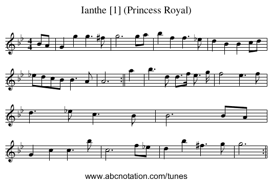 Ianthe [1] (Princess Royal) - staff notation