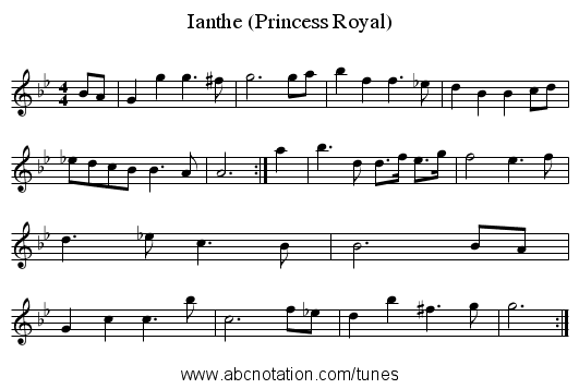 Ianthe (Princess Royal) - staff notation