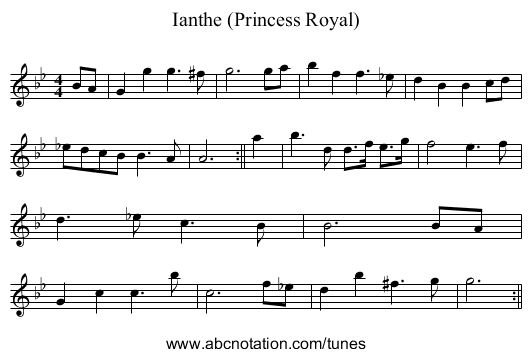 Ianthe (Princess Royal) - staff notation