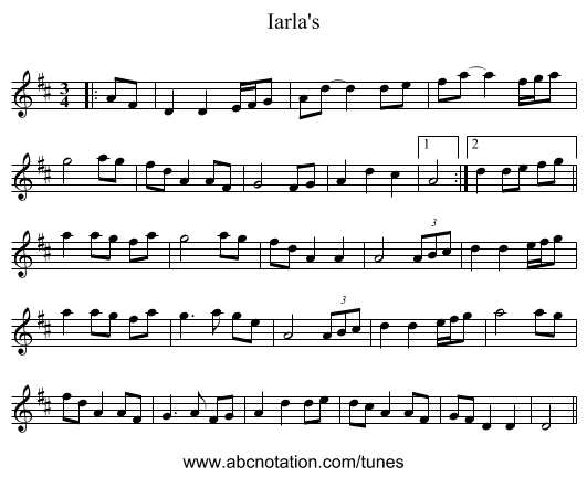 Iarla's - staff notation