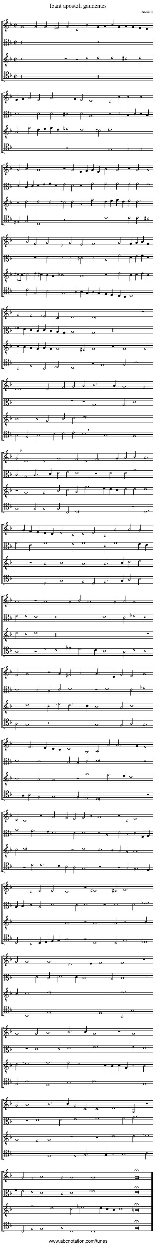 Ibant apostoli gaudentes - staff notation