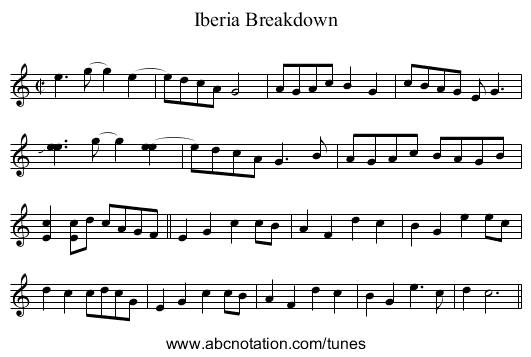 Iberia Breakdown - staff notation