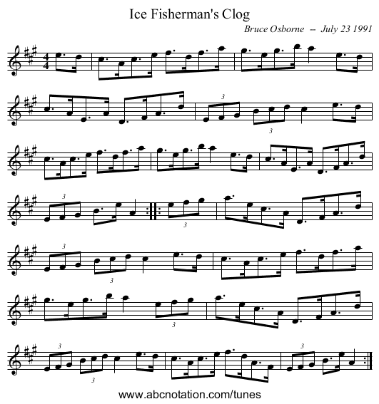 Ice Fisherman's Clog - staff notation