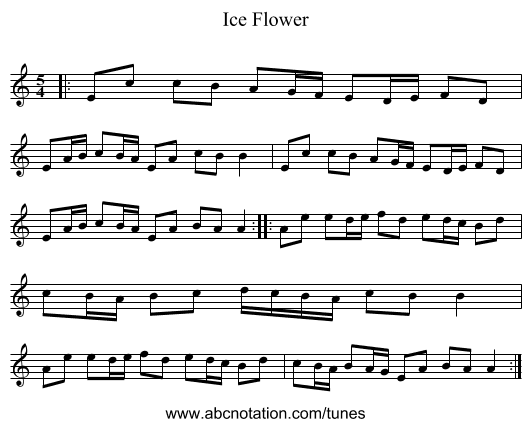 Ice Flower - staff notation